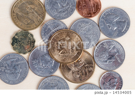 Pile of US coins isolated on white background Pile of US coins isolated on white background 14534005