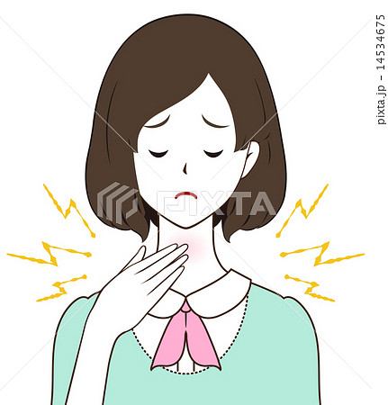女性 喉の痛みのイラスト素材