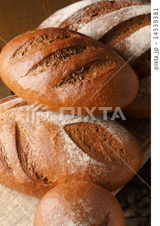 Fresh dough in flour with rye bread Fresh dough in flour with rye bread 14539381