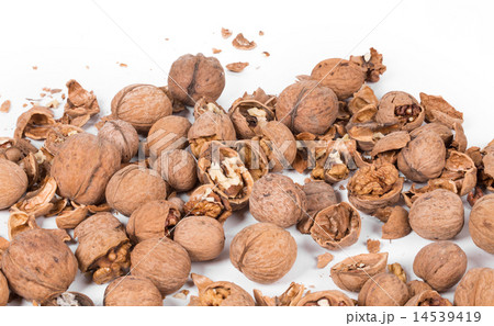 Heap of cracked walnuts close up. Heap of cracked walnuts close up. 14539419