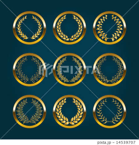 Luxury gold labels with laurel wreath Luxury gold labels with laurel wreath 14539707