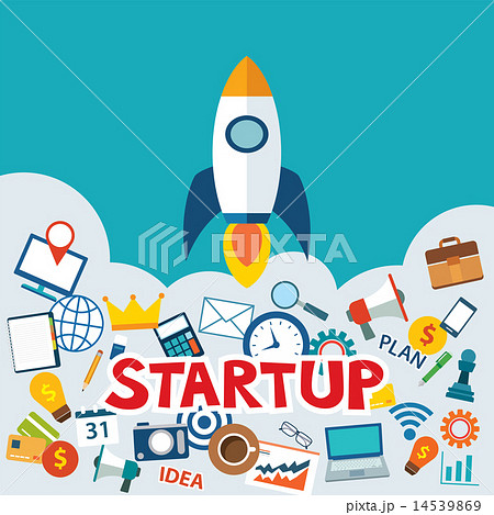 startup new business project with rocket image 14539869