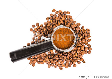 Coffee portafilter filled with finely grounded cof 14540908