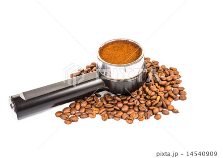 Coffee portafilter filled with finely grounded cof 14540909
