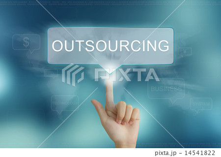 hand clicking on outsourcing button 14541822