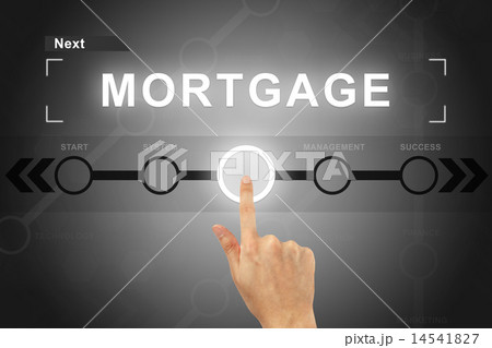 hand clicking financial mortgage button 14541827