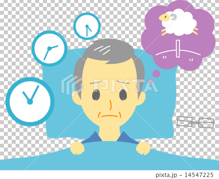 不眠症 おじいさんのイラスト素材