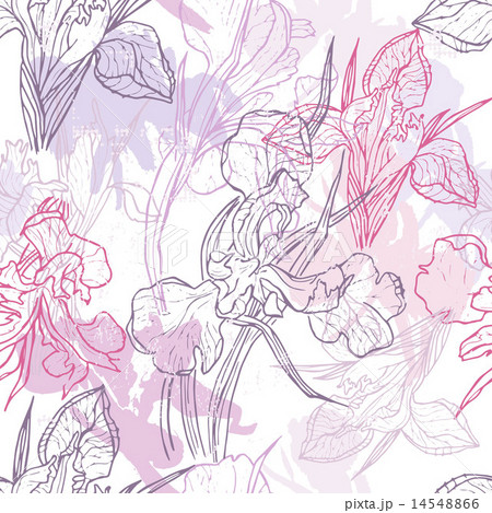 Hand made lace iris flowers seamless pattern Hand made lace iris flowers seamless pattern 14548866