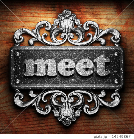 meet word of iron on wooden background meet word of iron on wooden background 14549867