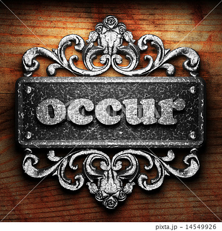 occur word of iron on wooden background 14549926