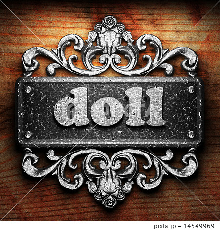 doll word of iron on wooden background doll word of iron on wooden background 14549969