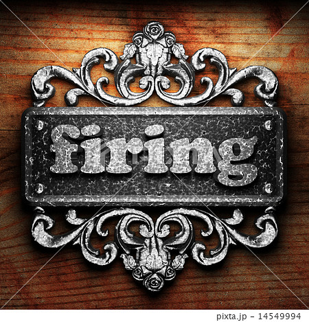 firing word of iron on wooden background 14549994