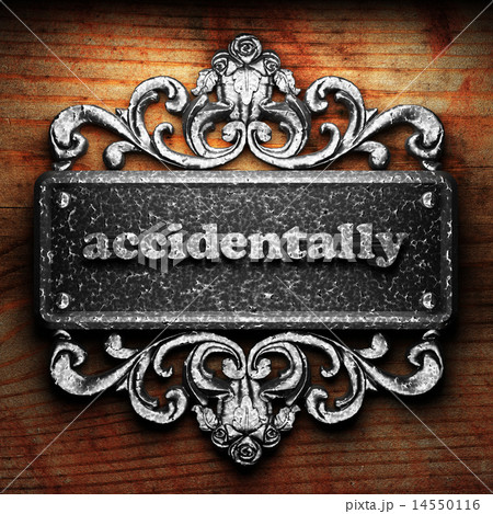accidentally word of iron on wooden background 14550116