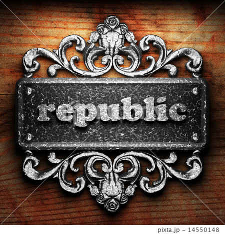 republic word of iron on wooden background republic word of iron on wooden background 14550148