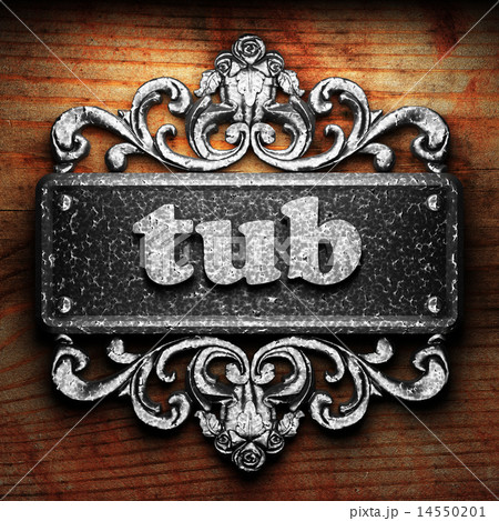 tub word of iron on wooden background 14550201