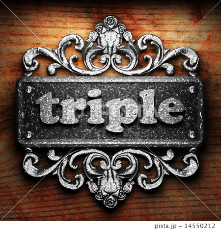 triple word of iron on wooden background 14550212