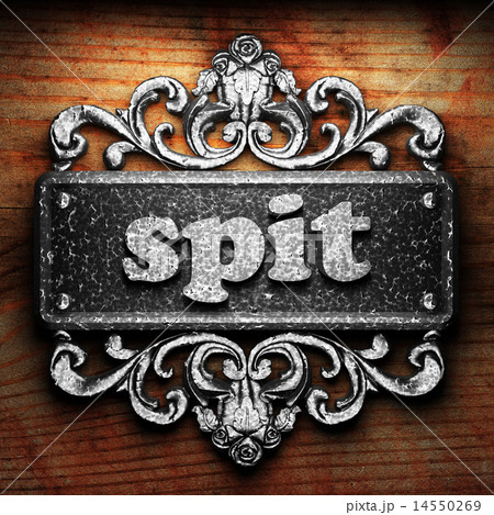 spit word of iron on wooden background spit word of iron on wooden background 14550269