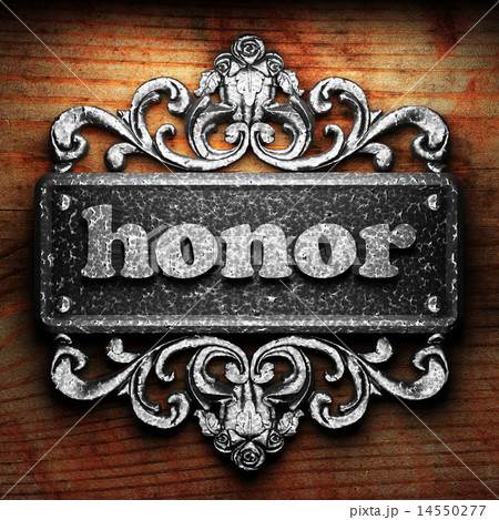 honor word of iron on wooden background 14550277
