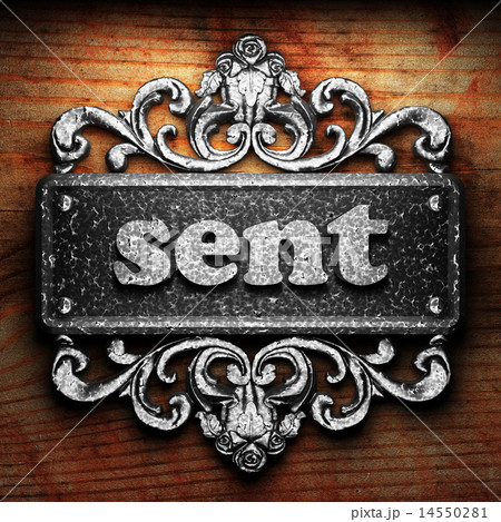 sent word of iron on wooden background 14550281