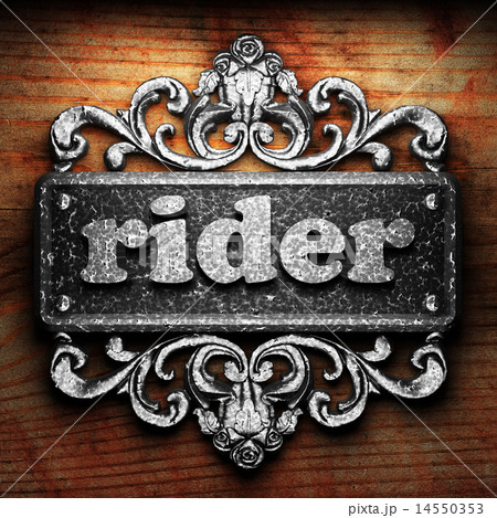rider word of iron on wooden background rider word of iron on wooden background 14550353