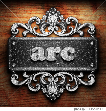 arc word of iron on wooden background arc word of iron on wooden background 14550413
