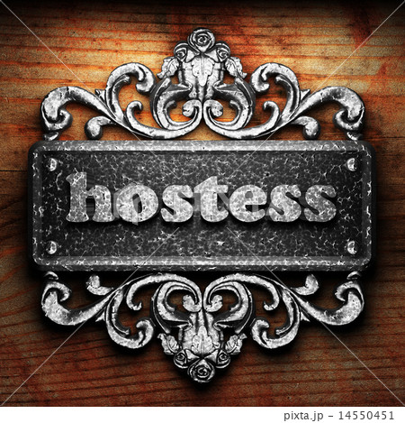 hostess word of iron on wooden background hostess word of iron on wooden background 14550451