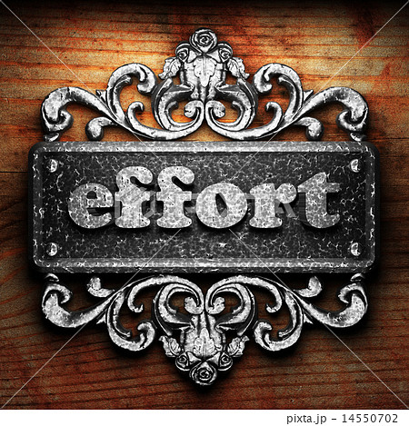 effort word of iron on wooden background 14550702