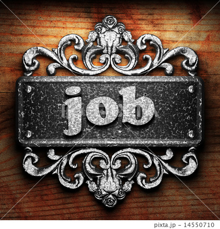 job word of iron on wooden background 14550710