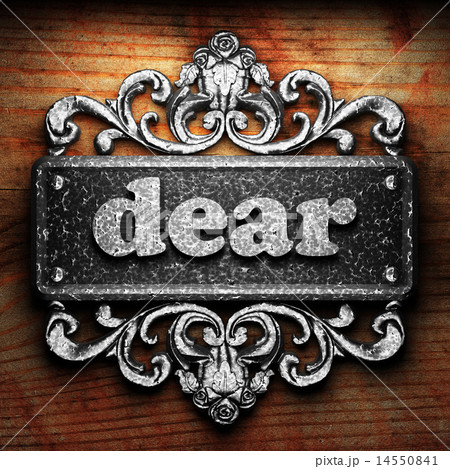 dear word of iron on wooden background dear word of iron on wooden background 14550841