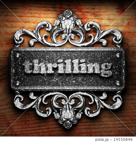 thrilling word of iron on wooden background 14550846