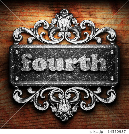 fourth word of iron on wooden background 14550987