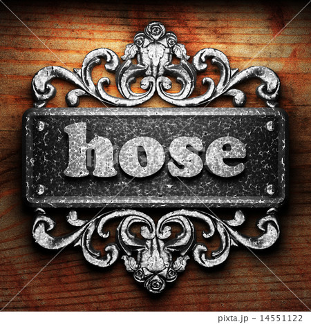 hose word of iron on wooden background 14551122