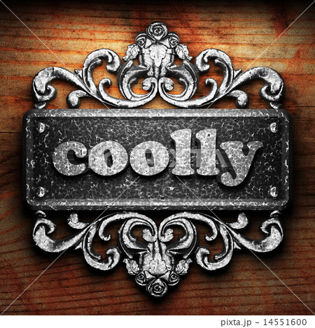 coolly word of iron on wooden background coolly word of iron on wooden background 14551600