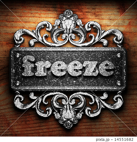 freeze word of iron on wooden background 14551682
