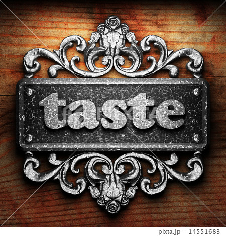 taste word of iron on wooden background 14551683