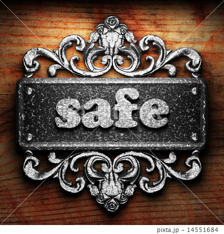 safe word of iron on wooden background 14551684