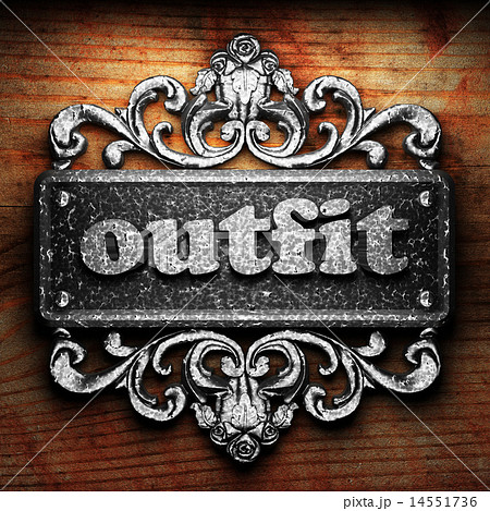 outfit word of iron on wooden background 14551736