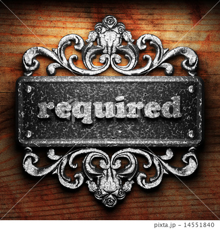 required word of iron on wooden background 14551840