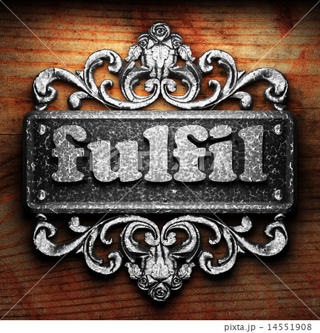 fulfil word of iron on wooden background 14551908