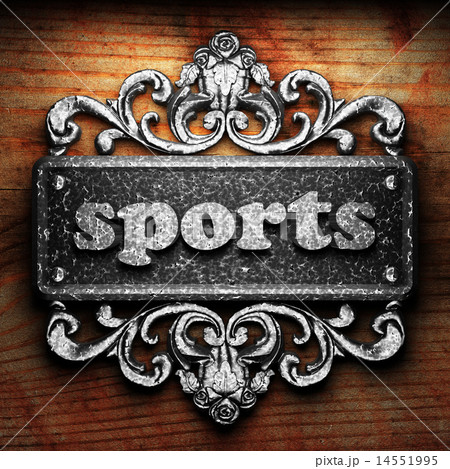 sports word of iron on wooden background sports word of iron on wooden background 14551995