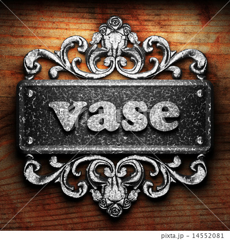 vase word of iron on wooden background 14552081