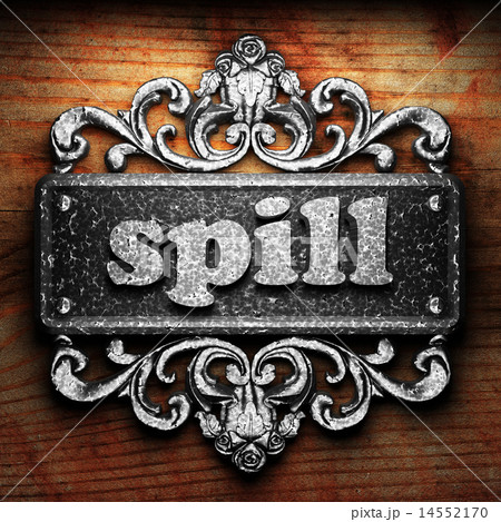 spill word of iron on wooden background spill word of iron on wooden background 14552170