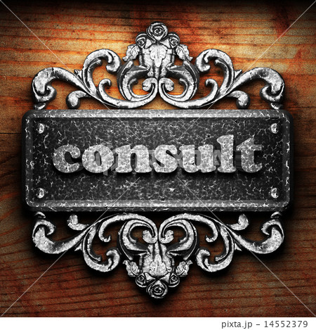 consult word of iron on wooden background consult word of iron on wooden background 14552379