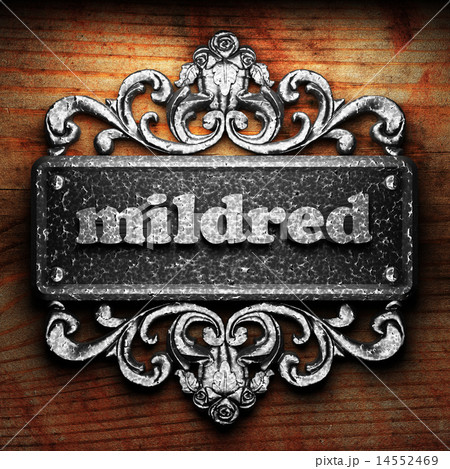 mildred word of iron on wooden background 14552469
