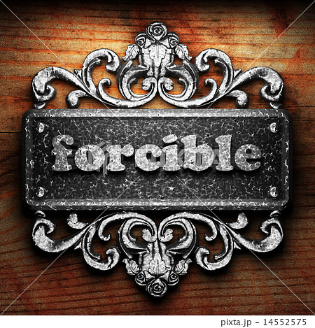 forcible word of iron on wooden background 14552575