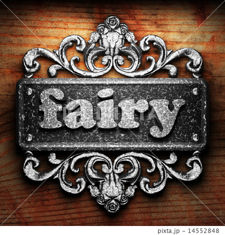 fairy word of iron on wooden background 14552848