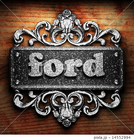 ford word of iron on wooden background 14552994