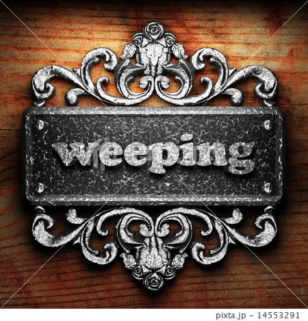 weeping word of iron on wooden background 14553291