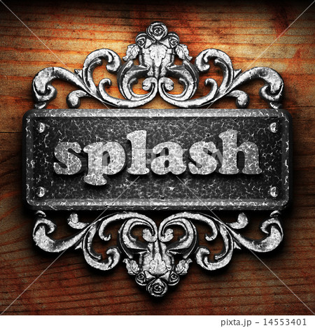 splash word of iron on wooden background 14553401