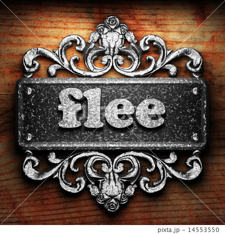 flee word of iron on wooden background 14553550